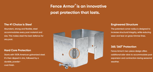 3"x3" Fence Armor - Post Trimmer Guard